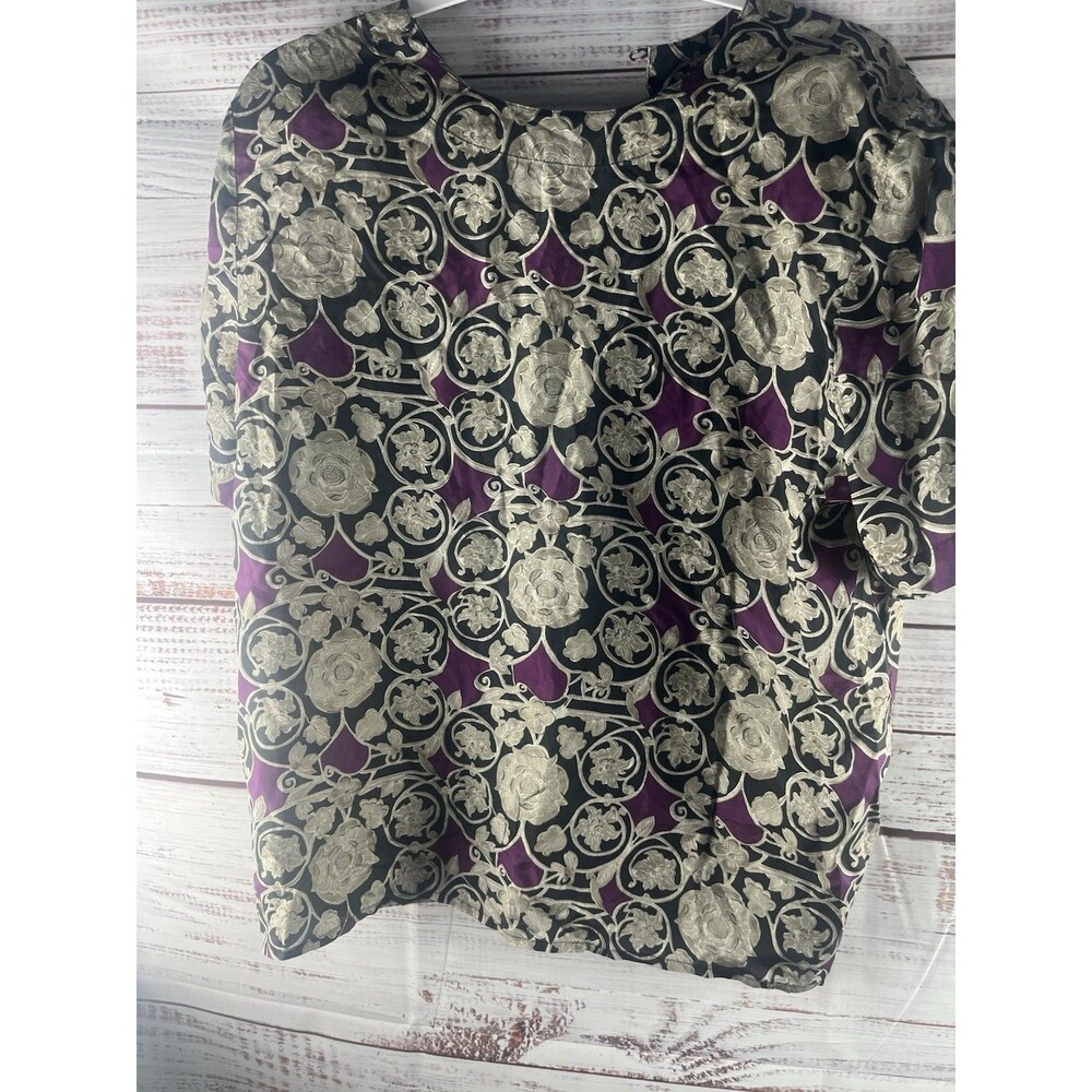 Kim Rogers Floral Blouse Top 100% Silk Women Large